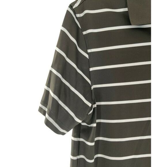 PGA Tour Airflux Polo Shirt Mens Medium Short Sleeve Striped Quarter Button Golf - Picture 6 of 8